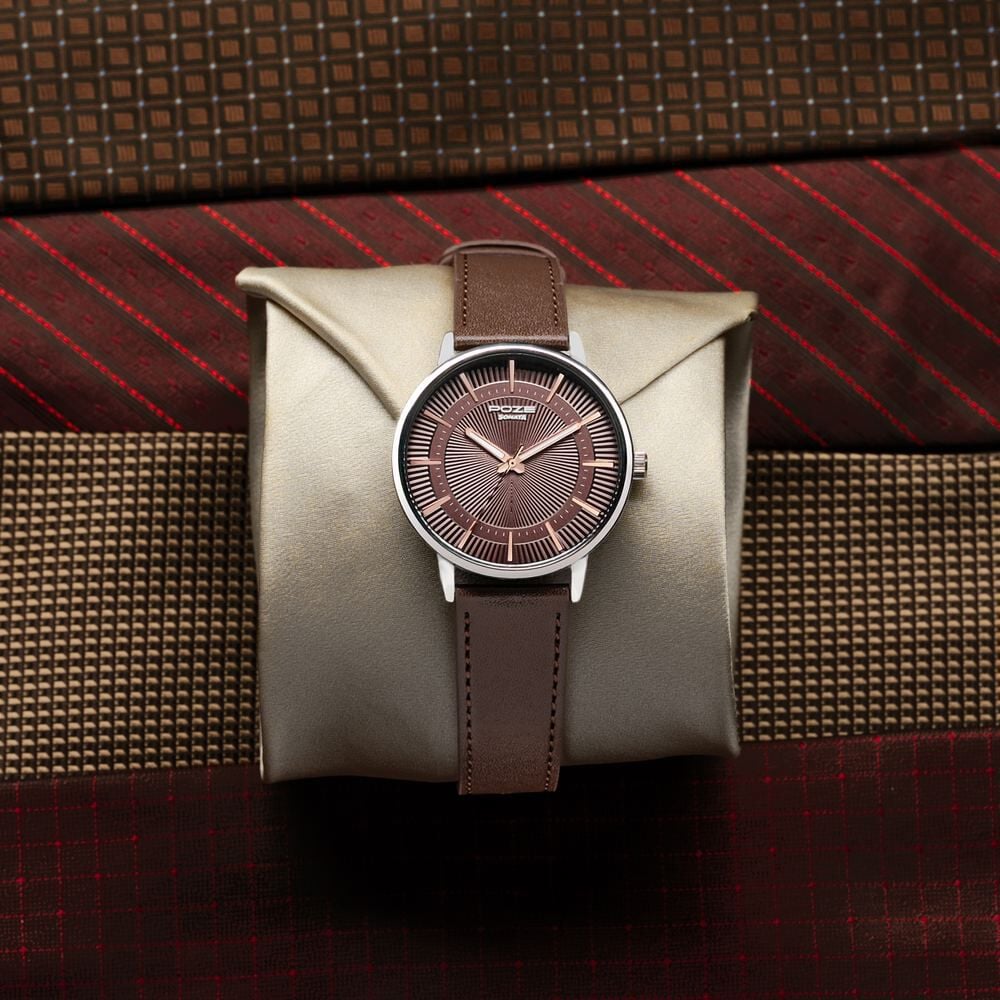 Sonata Poze Quartz Analog Brown Dial Brown Leather Strap Watch For Men-image-10