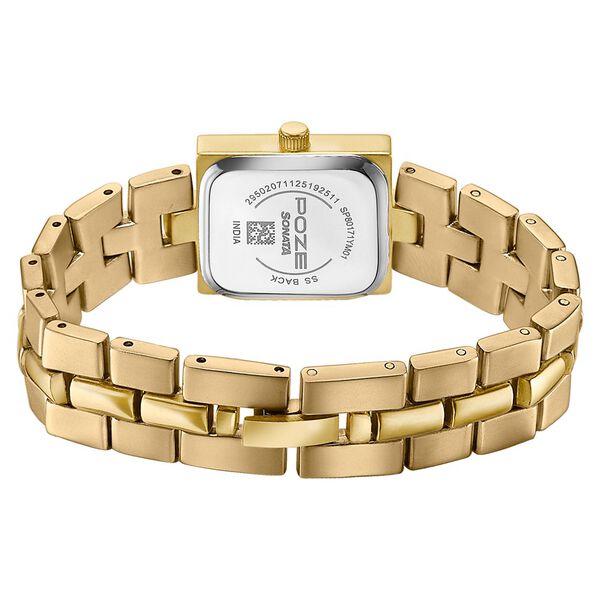 Poze By Sonata Quartz Analog Golden Dial Golden Metal Strap Watch For Women - image number 6
