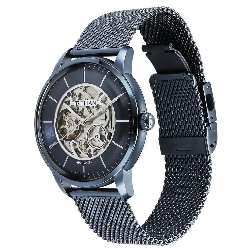 Titan Mechanical Blue Dial Automatic watch for Men with Stainless Steel Strap