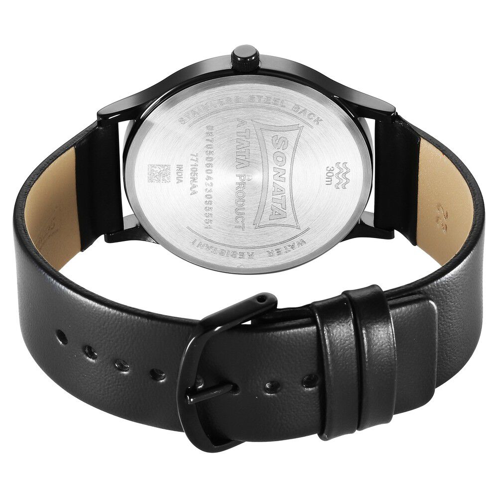 Sonata watch black belt store