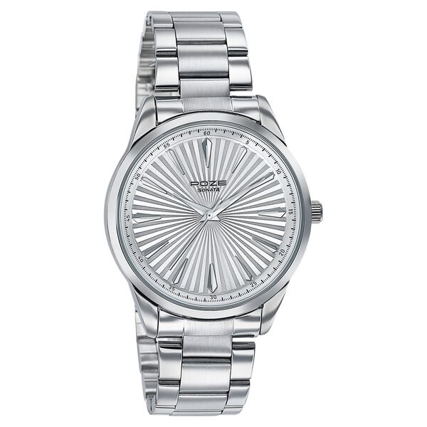 Sonata Poze Quartz Analog White Dial Metal Strap Watch For Men - image number 2