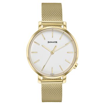 Sonata Elegent Essentials Quartz Analog White Dial Stainless Steel Strap Watch For Women