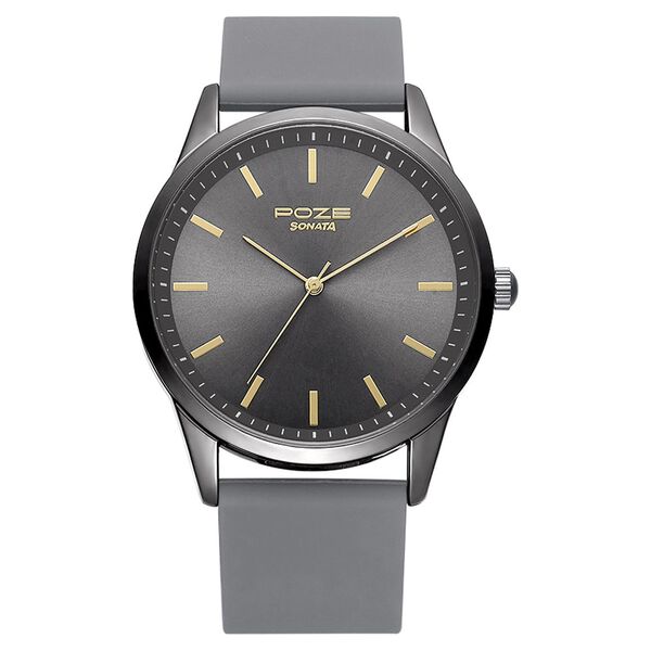 Poze by Sonata Quartz Analog Black Dial Silicone Strap Watch for Men - image number 0