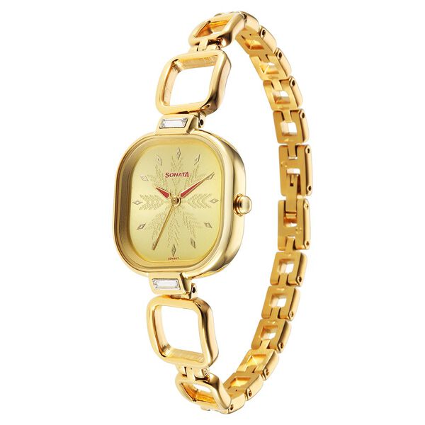 Sonata Wedding Quartz Analog Champagne Dial Metal Strap Watch for Women - image number 2