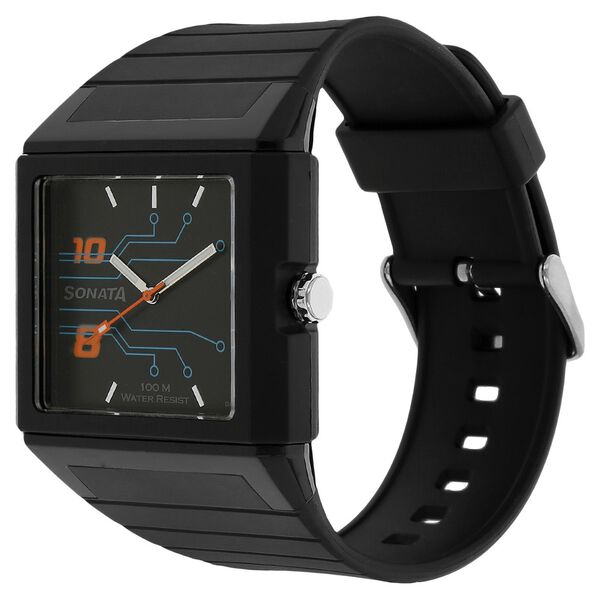 SF Quartz Analog Black Dial Plastic Strap Watch for Men - image number 1