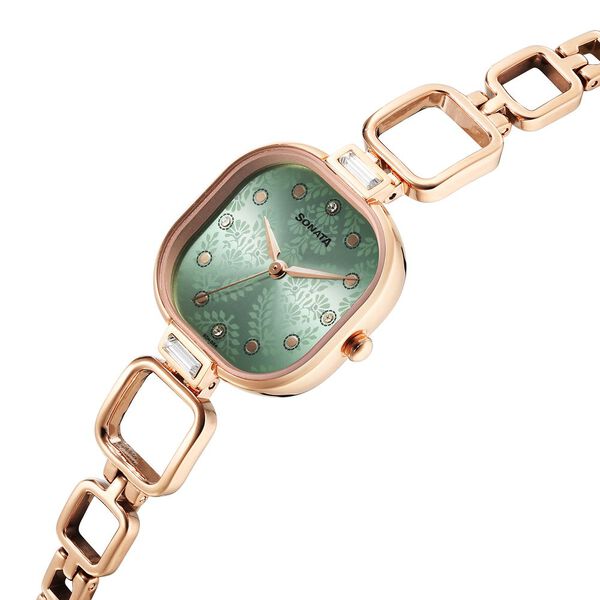 Sonata Wedding Quartz Analog Green Dial Metal Strap Watch for Women - image number 1