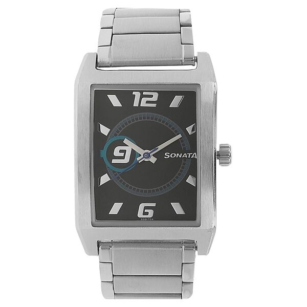 Sonata Quartz Analog Black Dial Stainless Steel Strap Watch for Men - image number 0