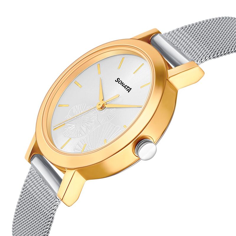 Sonata Linnea Silver Dial Women Watch With Stainless Steel Strap