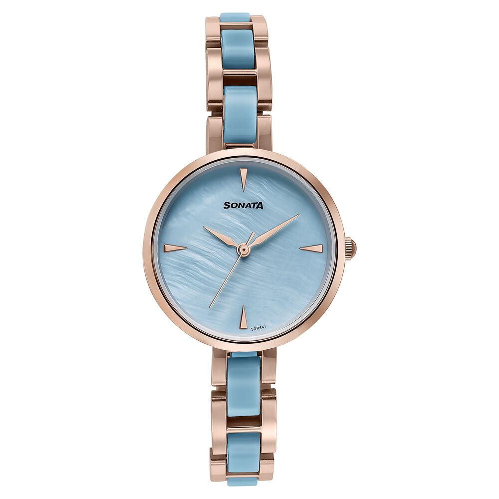 Sonata Wedding Edit Quartz Analog Blue Dial Stainless Steel With Acetate Strap Watch For Women-image-46