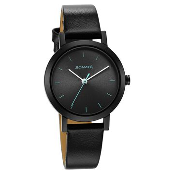 Sonata Essentials Grey Dial Leather Strap Watch for Women