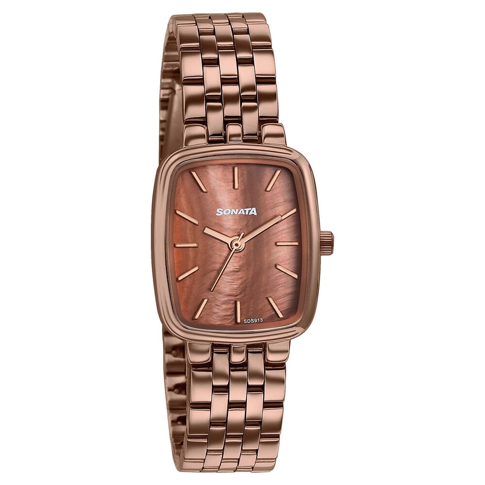 Buy Online Sonata Festive Quartz Analog Brown Dial Brown Metal