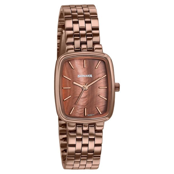Sonata Festive Quartz Analog Brown Dial Brown Metal Strap Watch For Women - image number 1