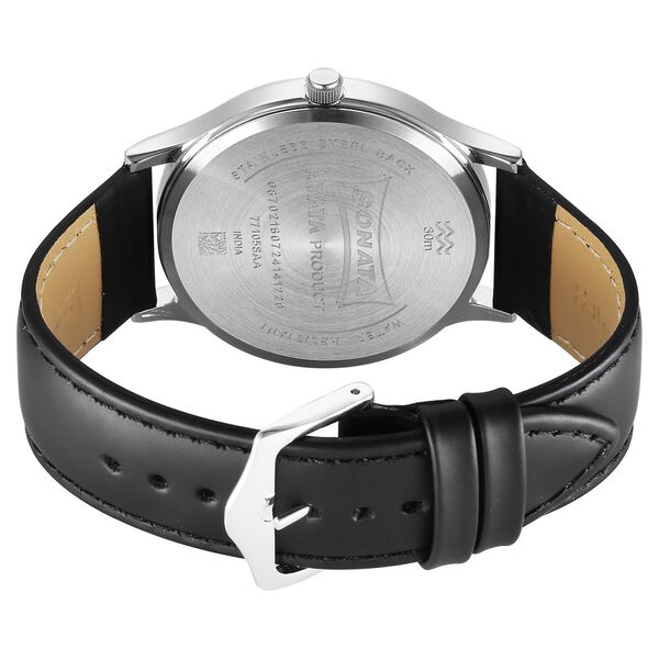 Sonata Aspire Quartz Analog Silver Dial Leather Strap Watch For Men - image number 3
