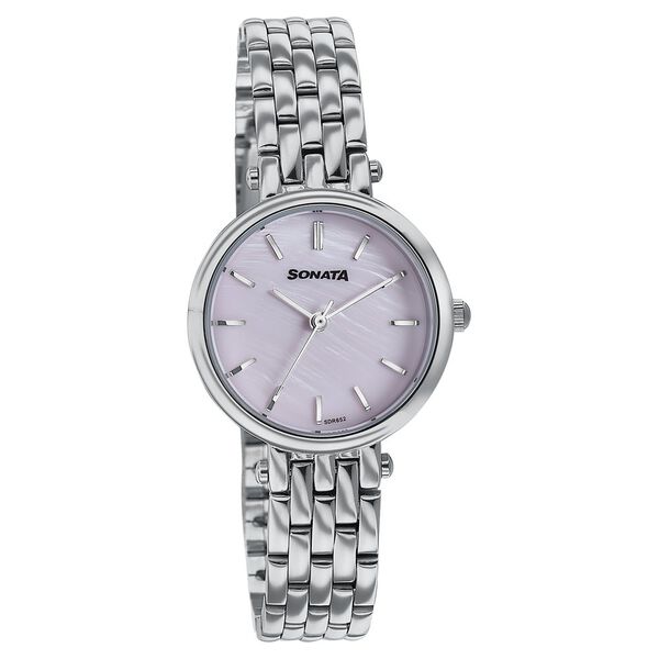 Sonata Wedding Edit Quartz Analog Pink Dial Stainless Steel Strap Watch For Women - image number 2