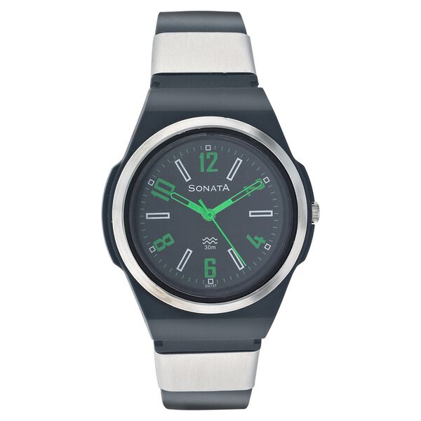 SF Quartz Analog Black Dial Plastic Strap Watch for Men - image number 0
