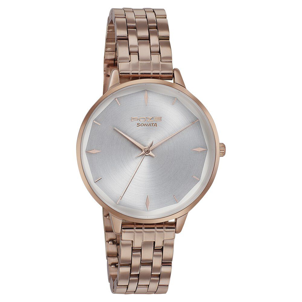 Poze by Sonata Quartz Analog Silver Dial Stainless Steel Strap