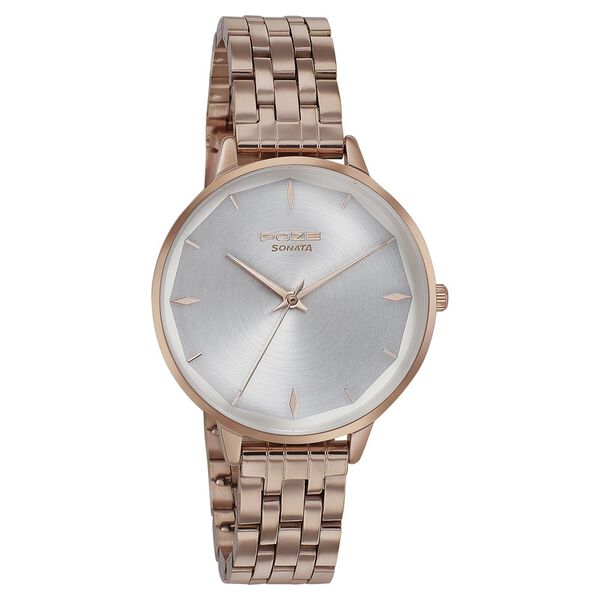 Poze by Sonata Quartz Analog Silver Dial Stainless Steel Strap Watch for Women - image number 1