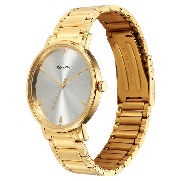 Sonata Utsav Quartz Analog Silver Dial Stainless Steel Strap Watch for Men - image number 1