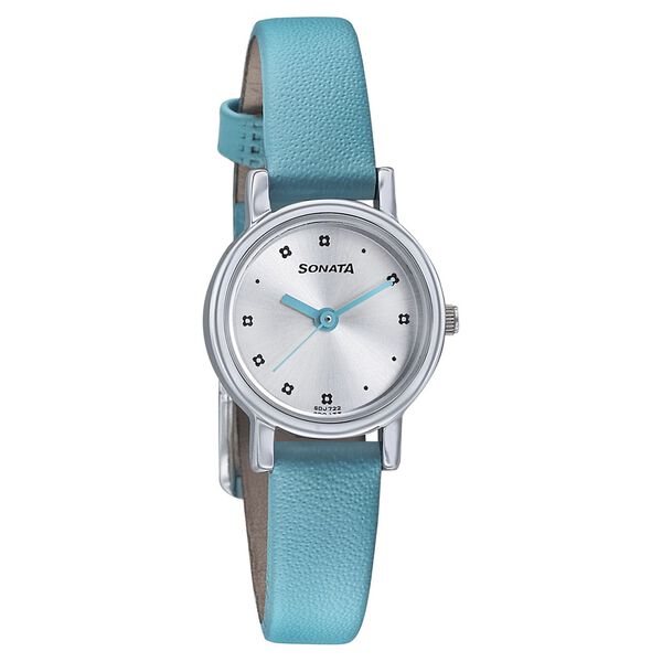 Sonata Floral Folkart Silver Dial Women Watch With Leather Strap - image number 0