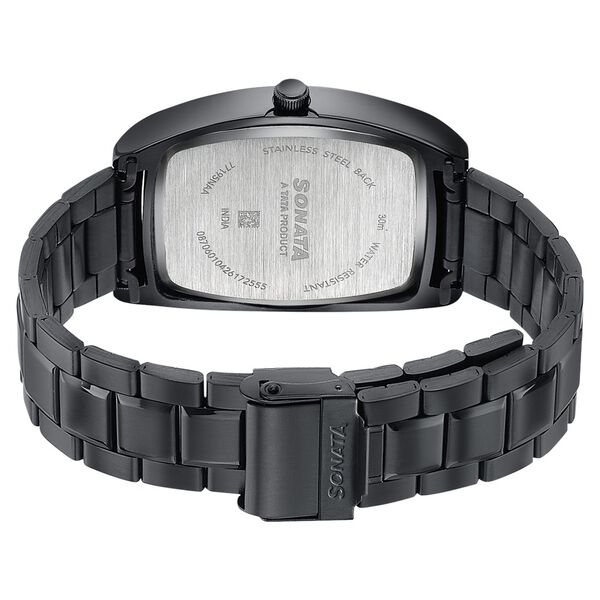 Sonata Ascent Black Tonneau Watch for Men - image number 5