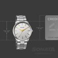 Sonata Traditional Essentials Quartz Analog Silver Dial Silver Metal Strap Watch For Men - image number 3