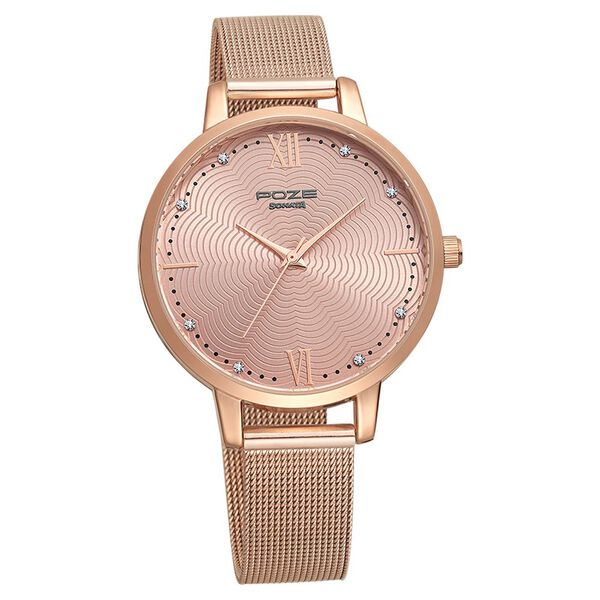 Poze by Sonata Quartz Analog Pink Dial Stainless Steel Strap Watch for Women - image number 1