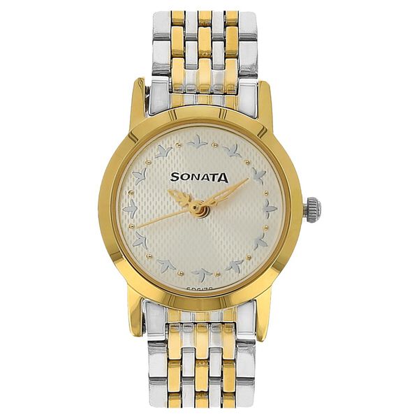 Sonata Quartz Analog Silver Dial Stainless Steel Strap Watch for Women - image number 0