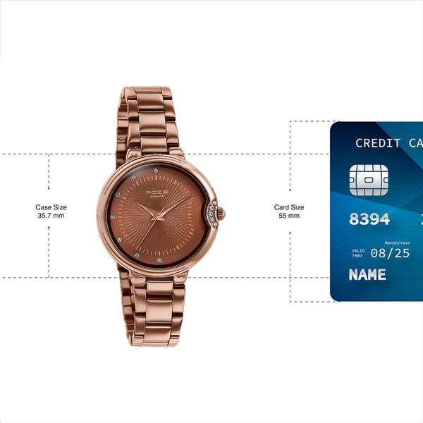 Poze By Sonata Quartz Analog Brown Dial Brown Metal Strap Watch For Women - image number 3