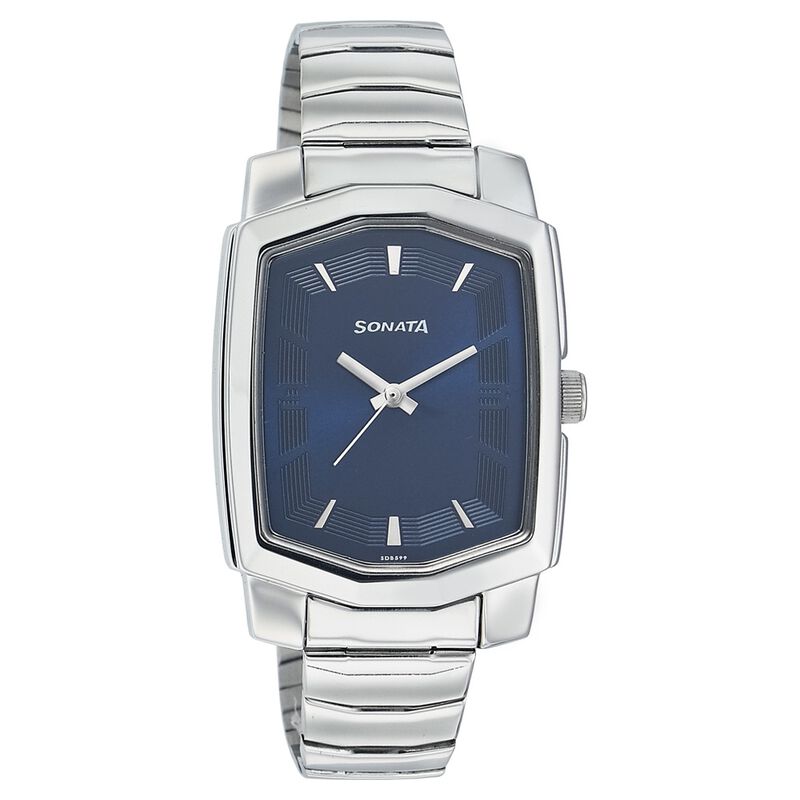 Sonata Quartz Analog Blue Dial Stainless Steel Strap Watch for Men - image number 0