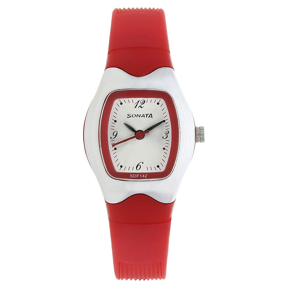 Buy Online SF Quartz Analog Silver Dial Plastic Strap Watch for Women ns8989pp05 Sonata