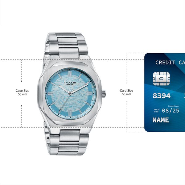 Poze Poze Quartz Analog Blue Dial Blue Metal Strap Watch For Men - image number 3
