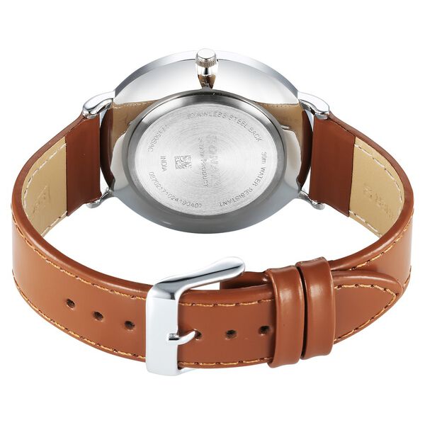 Sonata Ascent Quartz Analog Off White Dial Leather Strap Watch For Men - image number 3