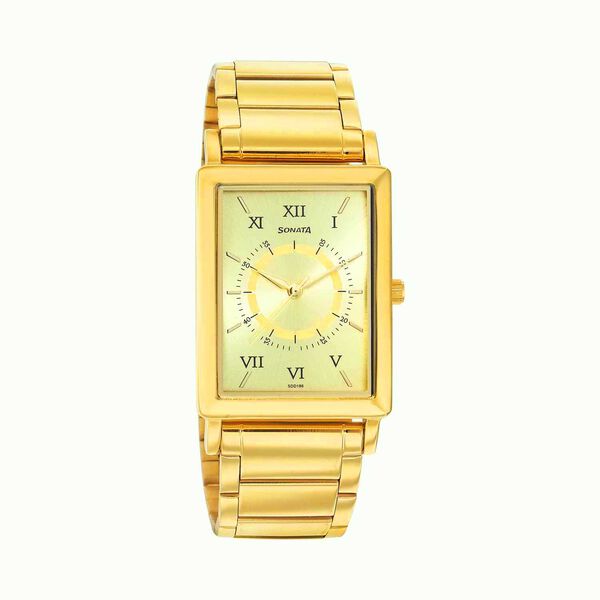 Sonata Quartz Analog Champagne Dial Metal Strap Watch for Men - image number 0