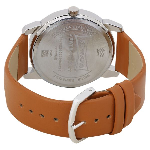Knot Blue Dial Leather Strap Watch for Men - image number 4