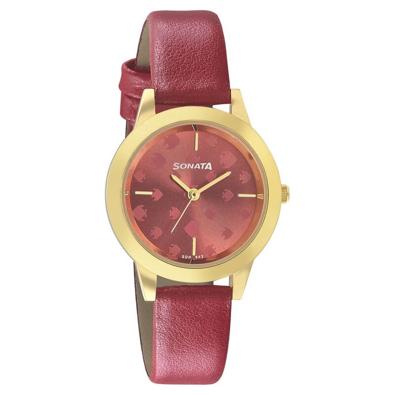 Sonata Splash Pink Dial Women Watch With Leather Strap - image number 0