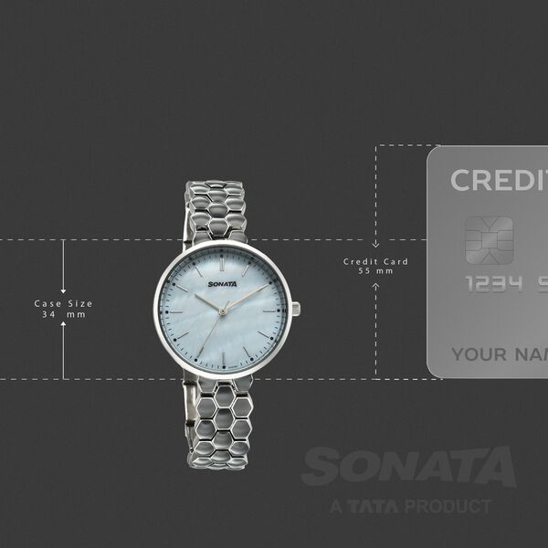 Sonata Festive Quartz Analog Grey Dial Metal & Enamel Strap Watch For Women - image number 3