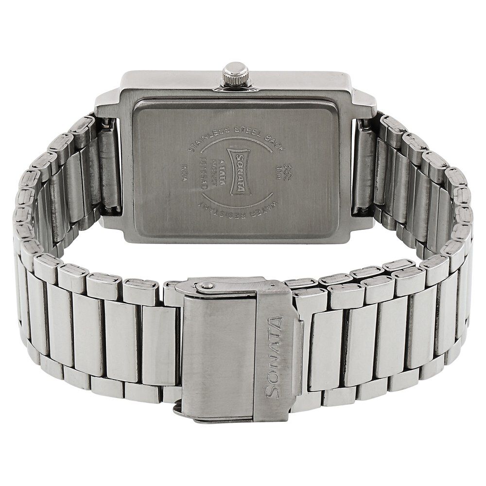 Sonata Quartz Analog Silver Dial Stainless Steel Strap Watch for Men