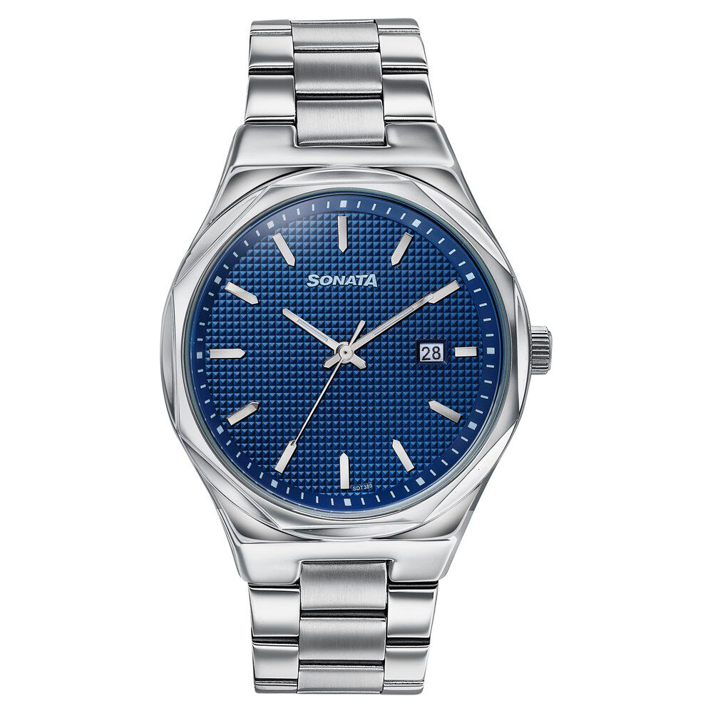 Sonata Jashn Quartz Analog Blue Dial Silver Metal Strap Watch For Men-picture-23