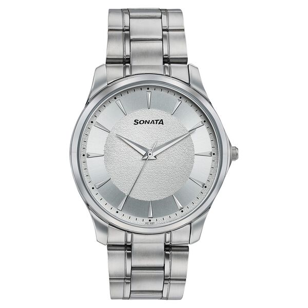 Sonata Traditional Essentials Silver Dial Stainless Steel Strap Watch - image number 0