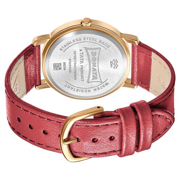 Sonata Play Champagne Dial Women Watch With Leather Strap - image number 3