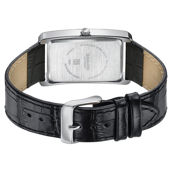 Sonata Ascent Black Rectangular Watch with Black Leather - image number 5