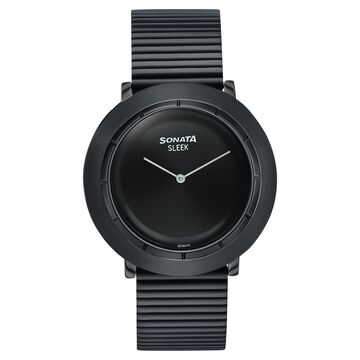 Sonata Sleek Black Dial Black-Tone Metal Bracelet Watch