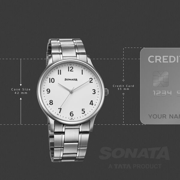 Sonata Aspire Quartz Analog White Dial Stainless Steel Strap Watch For Men - image number 3