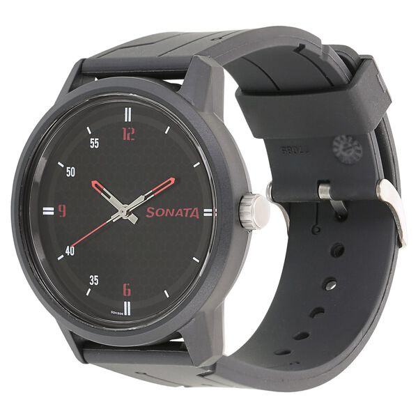 Sonata Quartz Analog Black Dial Plastic Strap Watch for Men - image number 1