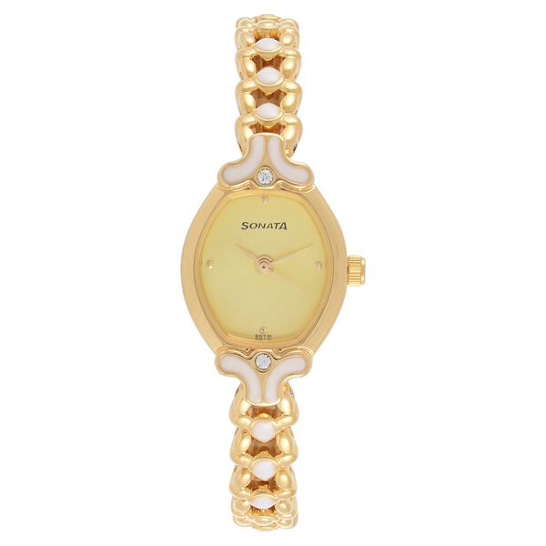 Sonata Quartz Analog Champagne Dial Metal Strap Watch for Women - image number 0