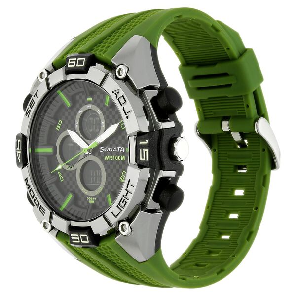 SF Quartz Analog Digital Black Dial Plastic Strap Watch for Men - image number 1