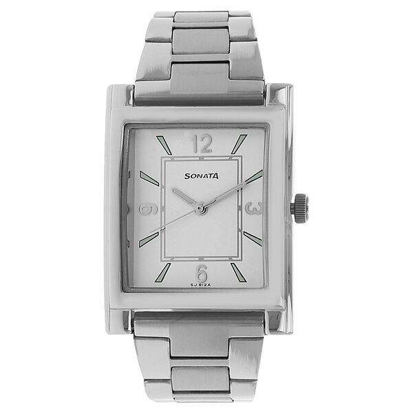 Sonata Quartz Analog White Dial Stainless Steel Strap Watch for Men - image number 0