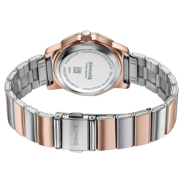 Sonata Festive Quartz Analog Mother Of Pearl Dial Two Toned Metal Strap Watch For Women - image number 5