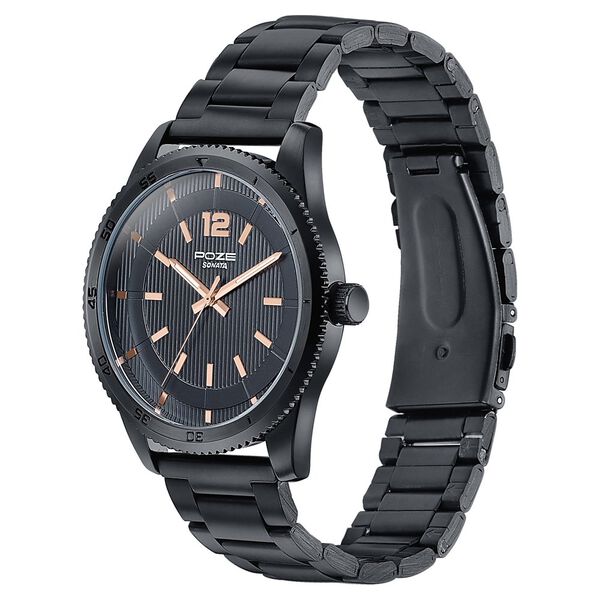 Sonata Poze Quartz Analog Black Dial Metal Strap Watch For Men - image number 3