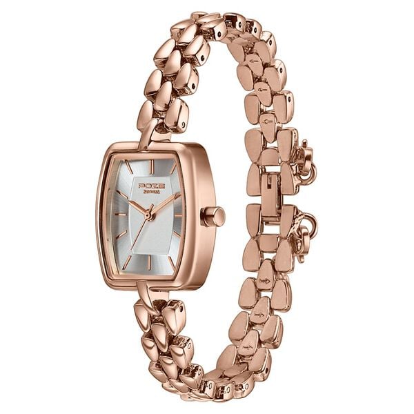 Poze Poze Quartz Analog Silver Dial Rose Gold Metal Strap Watch For Women - image number 4